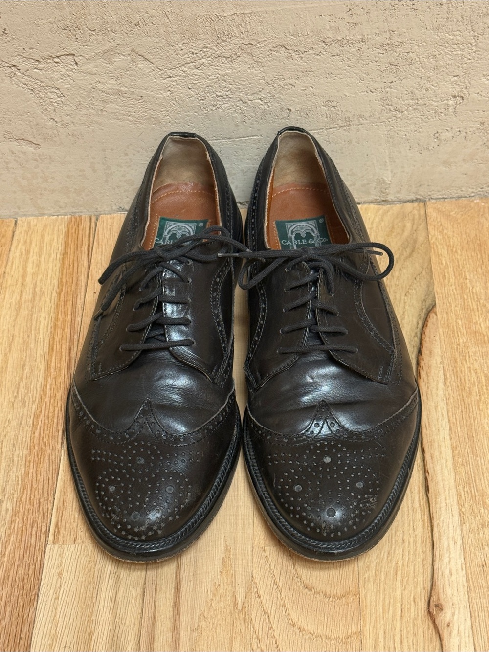 Cable & Co. Classic Italian Dark Brown Leather Brogue Derby Shoes